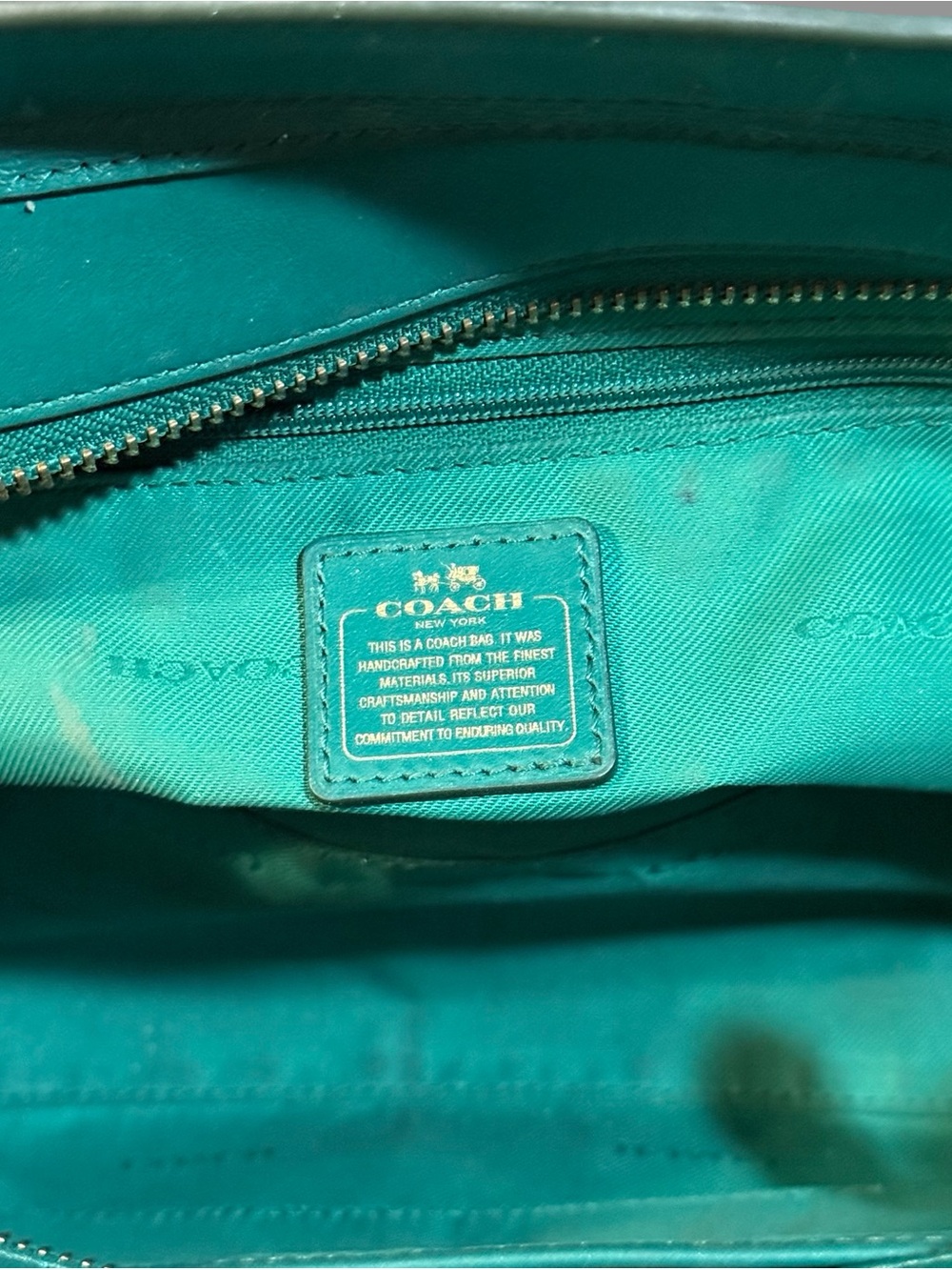 AUTHENTIC Coach Swagger 27 Satchel in Green Pebble Leather - Picture 9 of 11